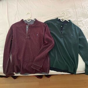 Tailorbyrd Lot Of 2 Men’s REVERSIBLE DOUBLE KNIT HENLEYS Size Medium